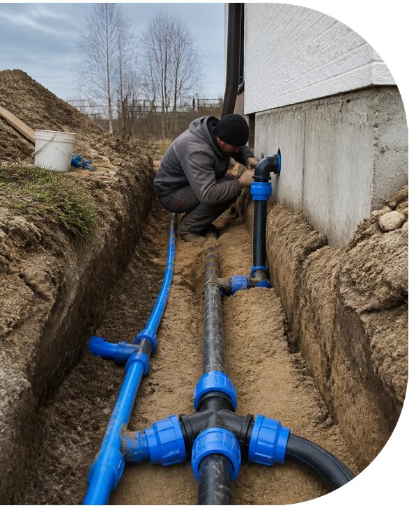 Монтаж наружного водопровода на участке под ключ в Каменске-Уральском